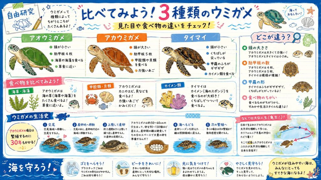 ウミガメ　比較　生活史
